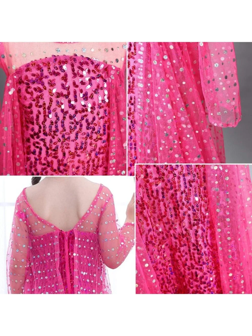 Elegant Princess Dress Costume with Shimmering Long Cape for Girls' Birthday